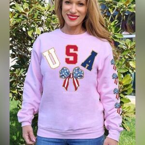 NWT Simply Southern USA Pink Pullover Sweatshirt Size 2X